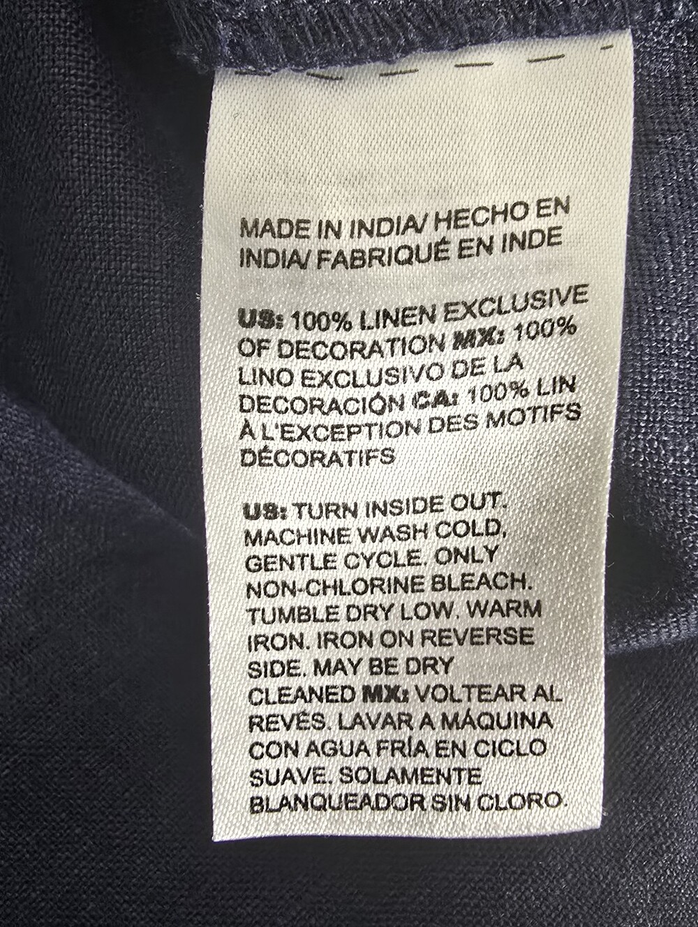 Chico's Navy Blue Embroidered Beaded Linen Tunic Dress Boho Size 1 US 8 Pockets - Picture 14 of 15